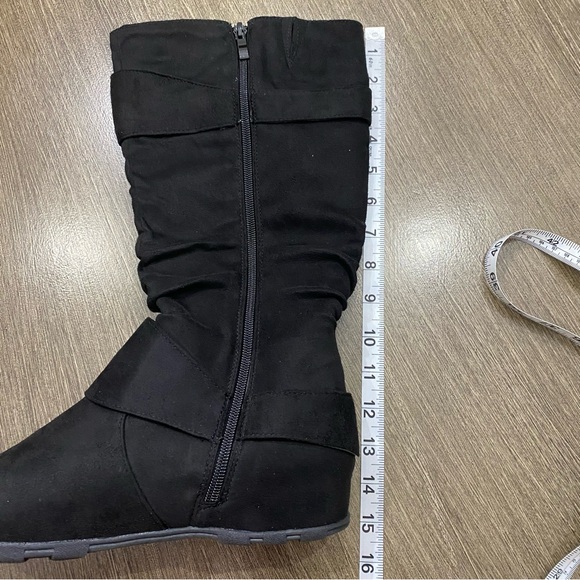 Journee Collection Black Jester Faux Suede Leather Boots 10 - Picture 8 of 10